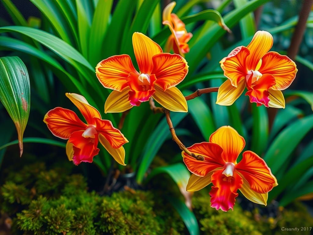 Vibrant Cattleya Orchids in Full Bloom, Naturalism Style