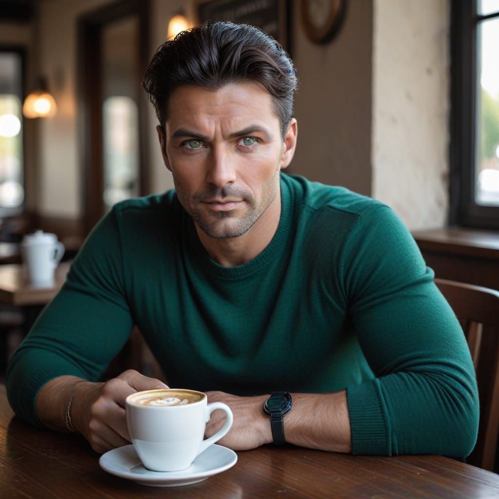 Portrait of a Sexy Man with Coffee