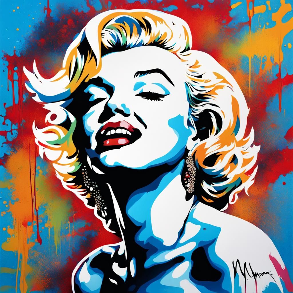 Marilyn Monroe Graffiti Art in Polychromatic Hues