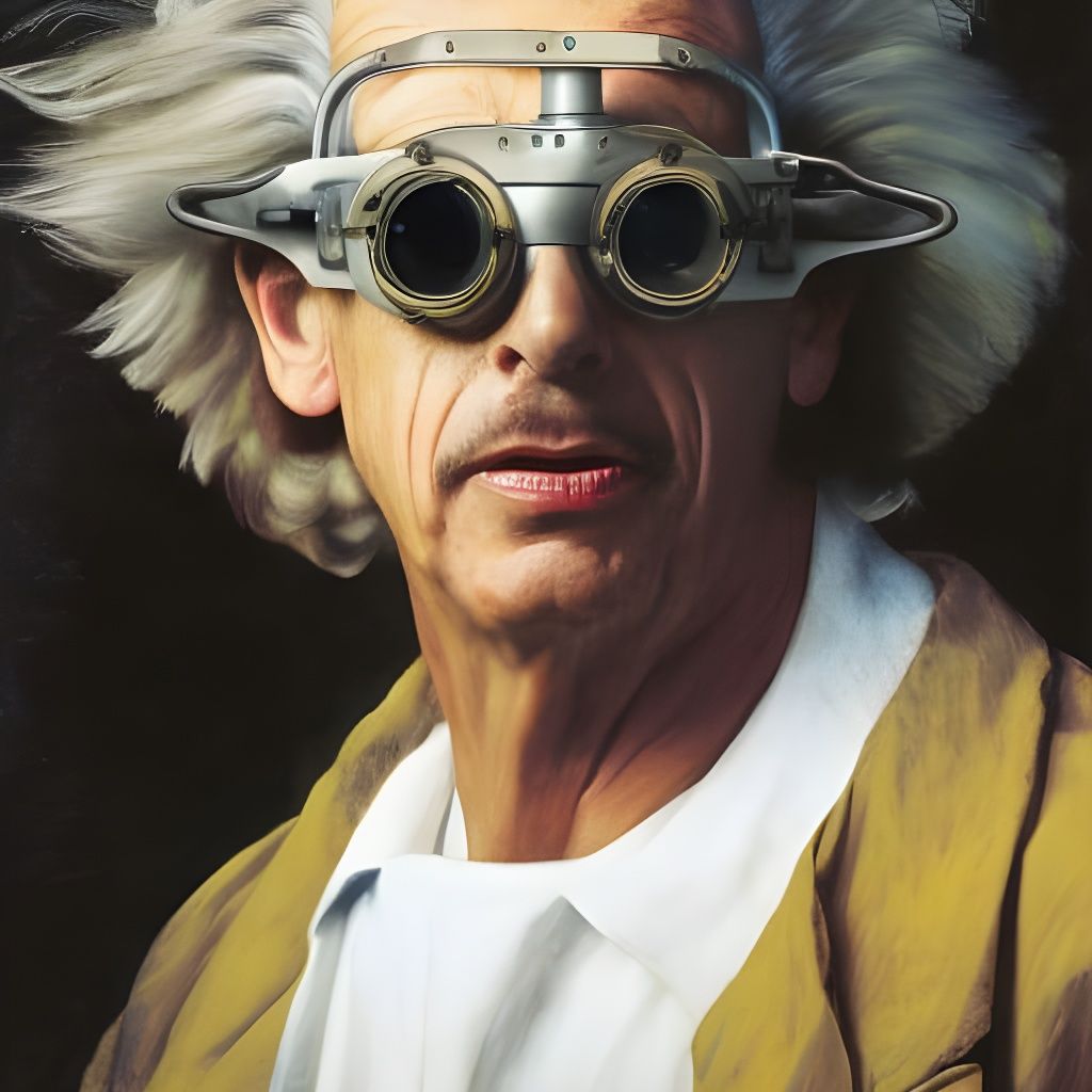 Doc Brown in Steampunk Goggles, Detailed Portrait