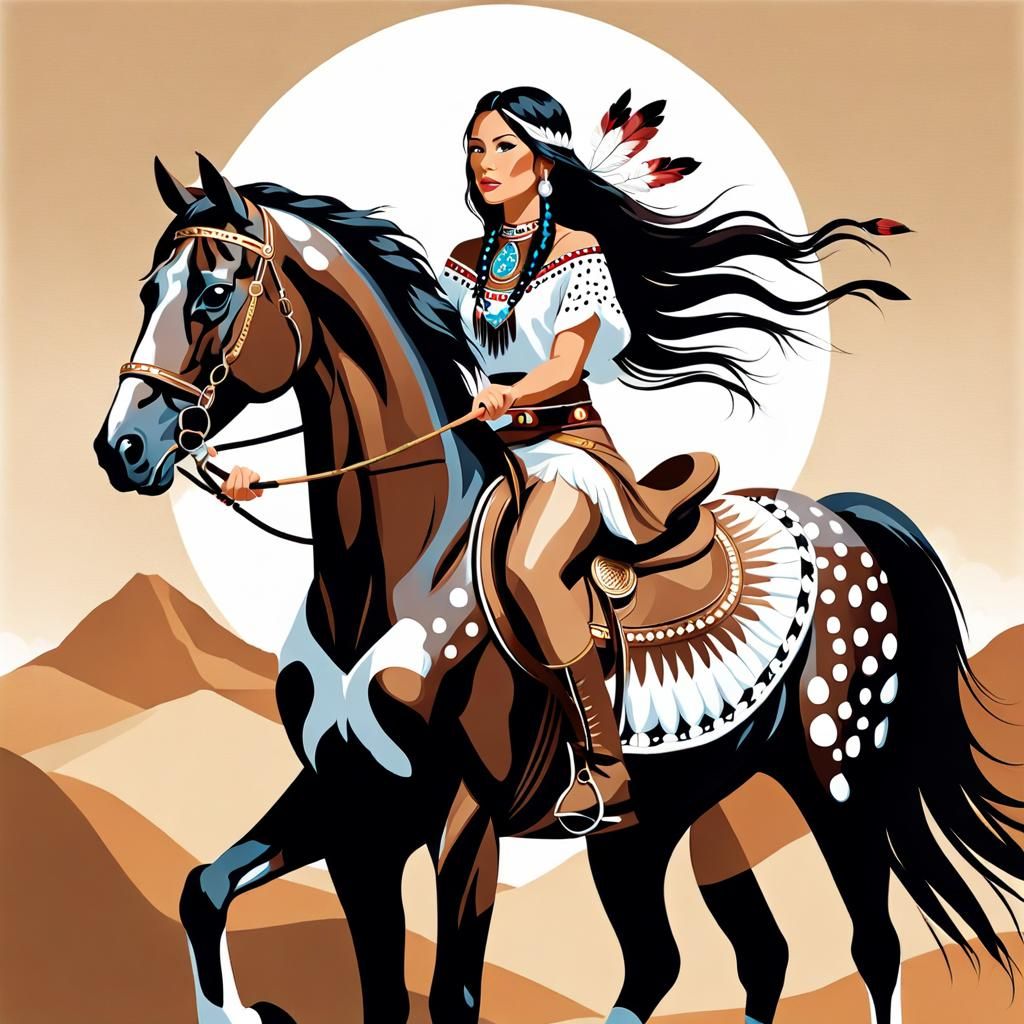 Native American Woman on Horseback