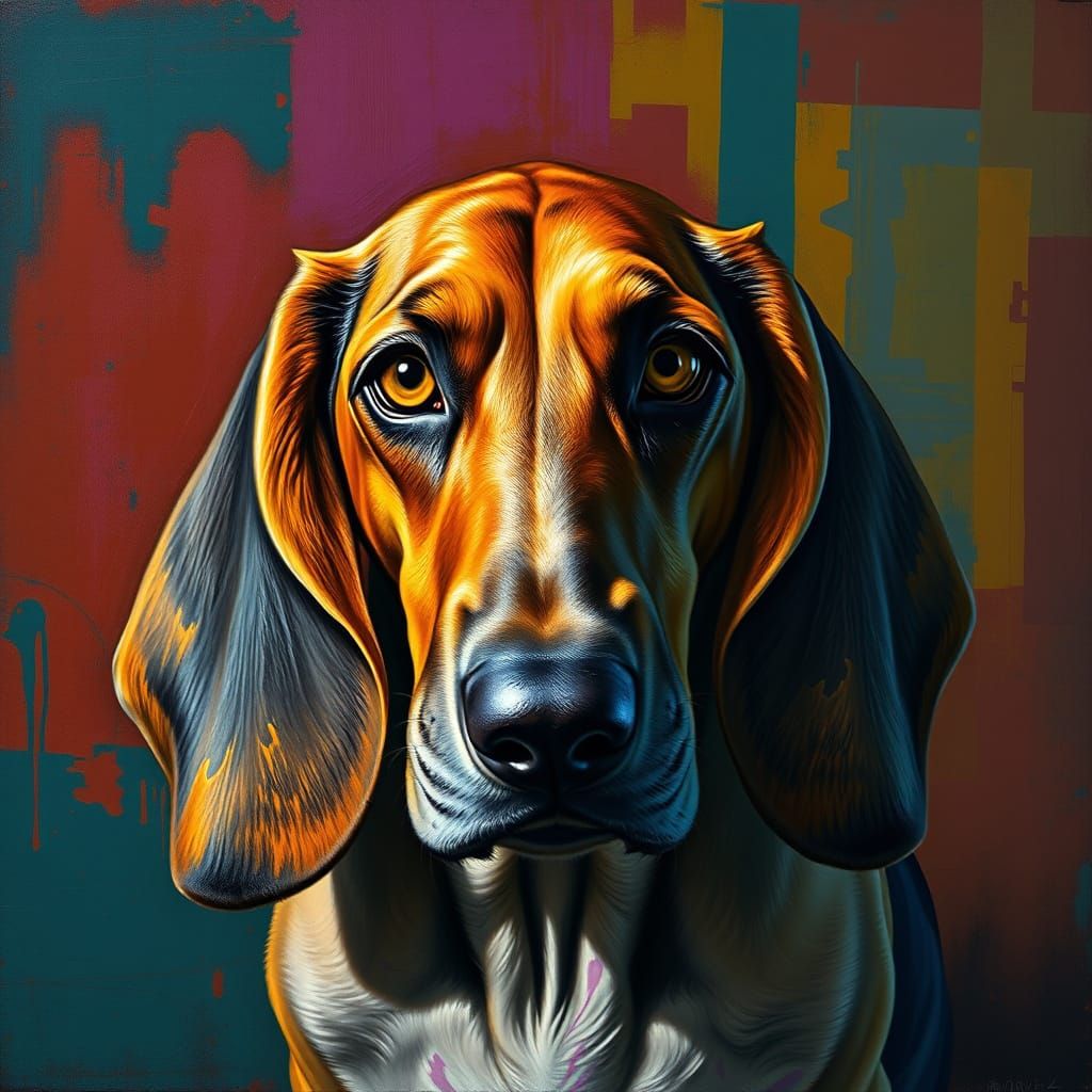 Sad Basset Hound with Dramatic Lighting