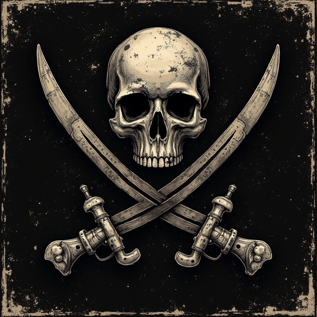 Pirate Flag with Flintlocks in Industrial Style