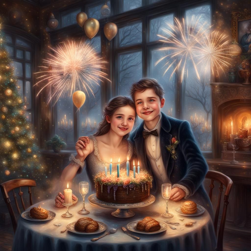 New Year's Eve Birthday Portrait in Ethereal Style
