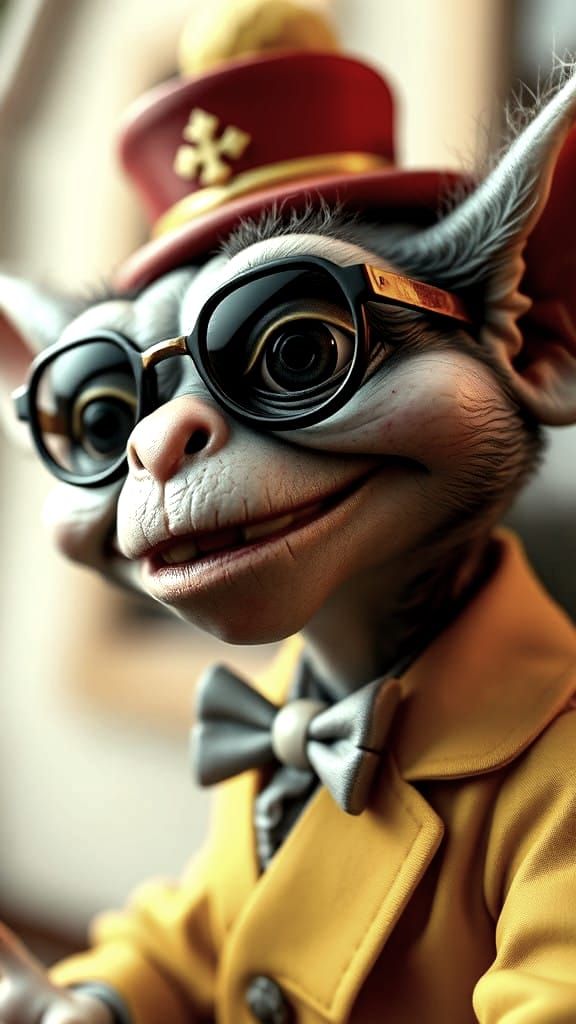 Sleek, Hyperrealistic Gremlin in Chic 8K Photography