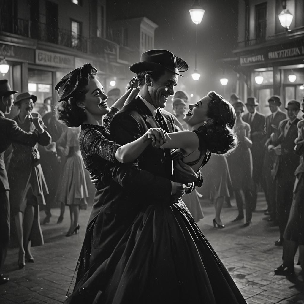 Monochrome Film Noir: Dancing Through Happy Memories