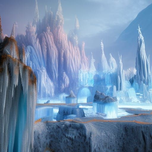 Fantastical Ice Crystal Castle Concept Art