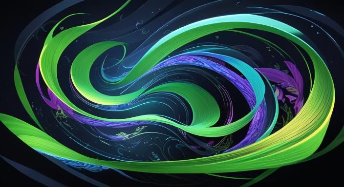 abstract lines wavy curve zigzag 3d effect orchid flower dark background