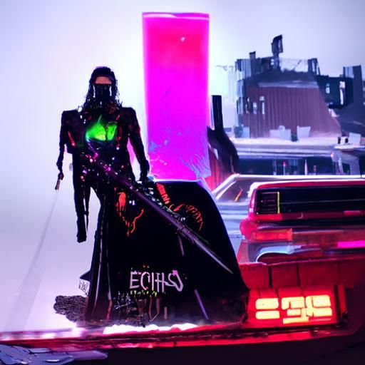 Cyberpunk Sith Empress in Neon Retro Style