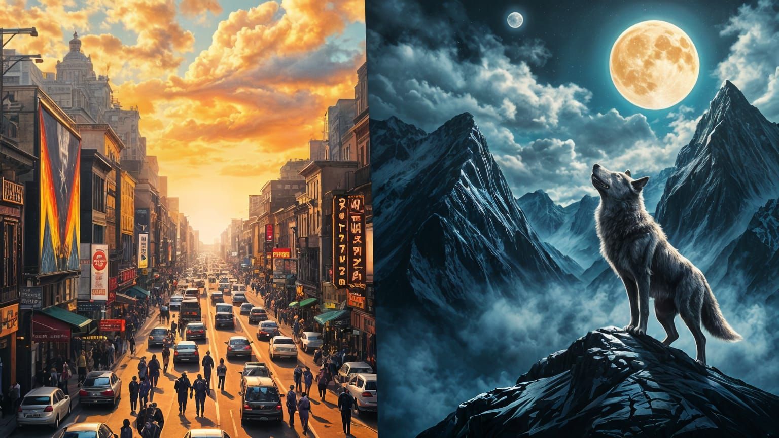 City Street Meets Wilderness: An Oil Painting Contrast