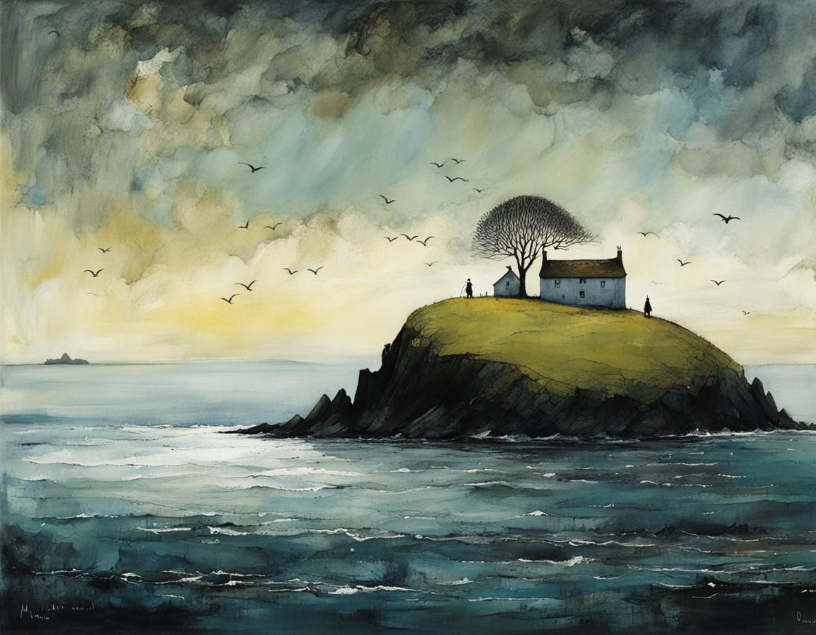 Magical Island Illustration in Storybook Style