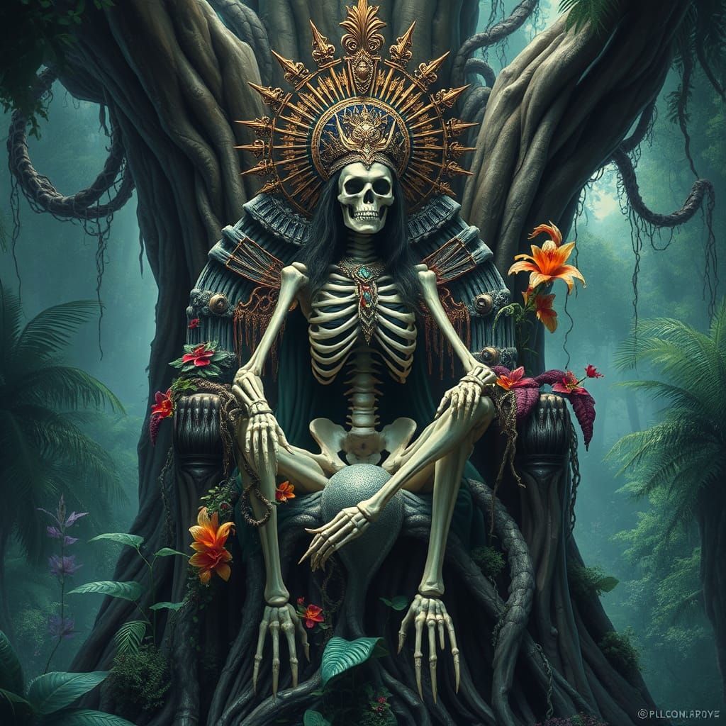 Amazon Bone Queen on Ancient Throne
