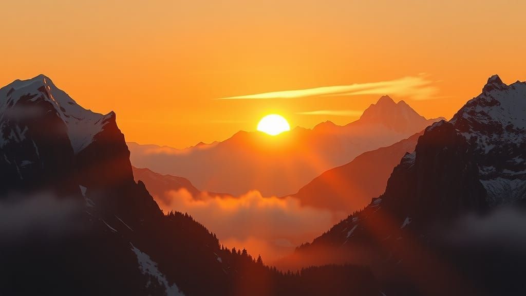 Golden Autumn Sunrise over Majestic Mountains