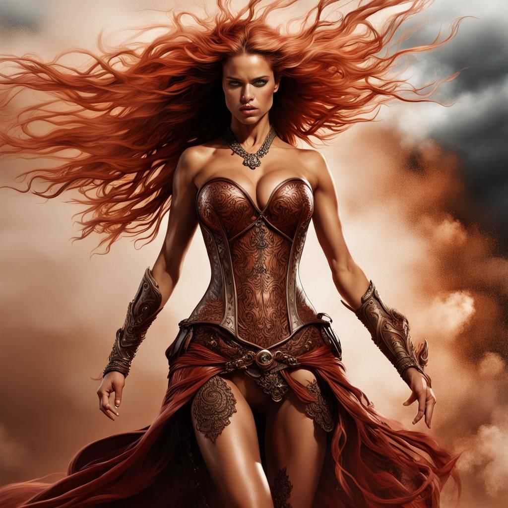 Warrior Princess Dissolving in Smoke: Digital Art