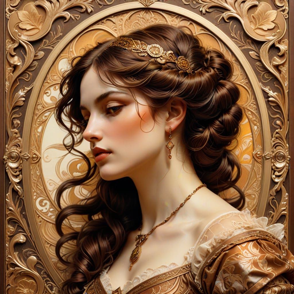 Victorian Cameo Portrait in Dieselpunk Style