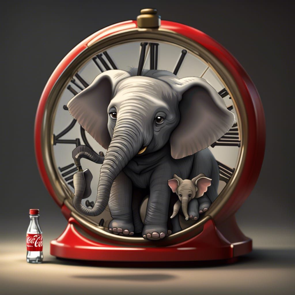 Elephants Trapped in Time: Hyperrealistic Concept Art