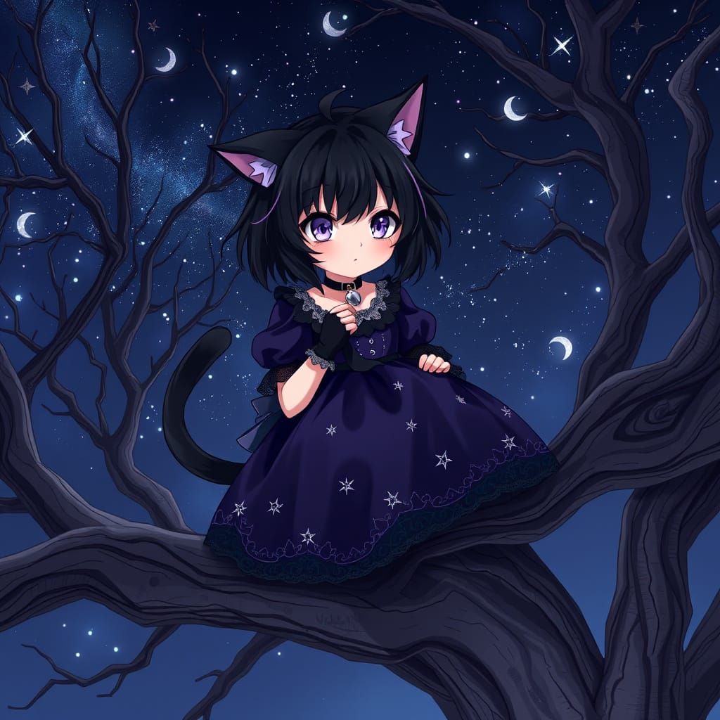 Gothic Magical Girl in Midnight Whimsy