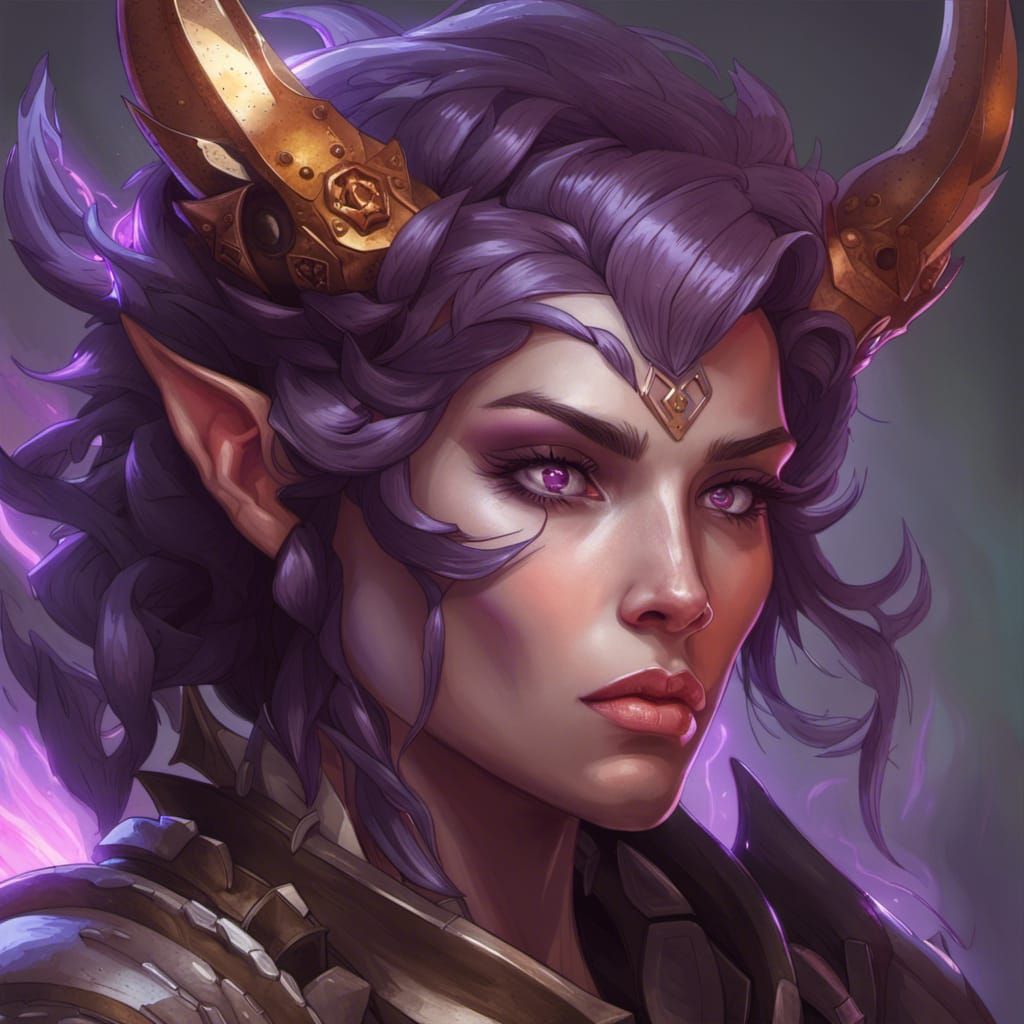 Armored Imp Demon Portrait in Hyperdetailed Style