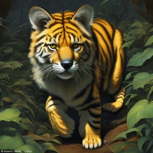 Tasmanian Tiger Prowls Through Ancient Forest