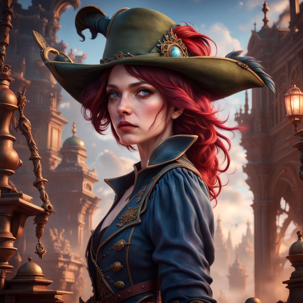 Fantastical Portrait of a Lady with Colorful Hair