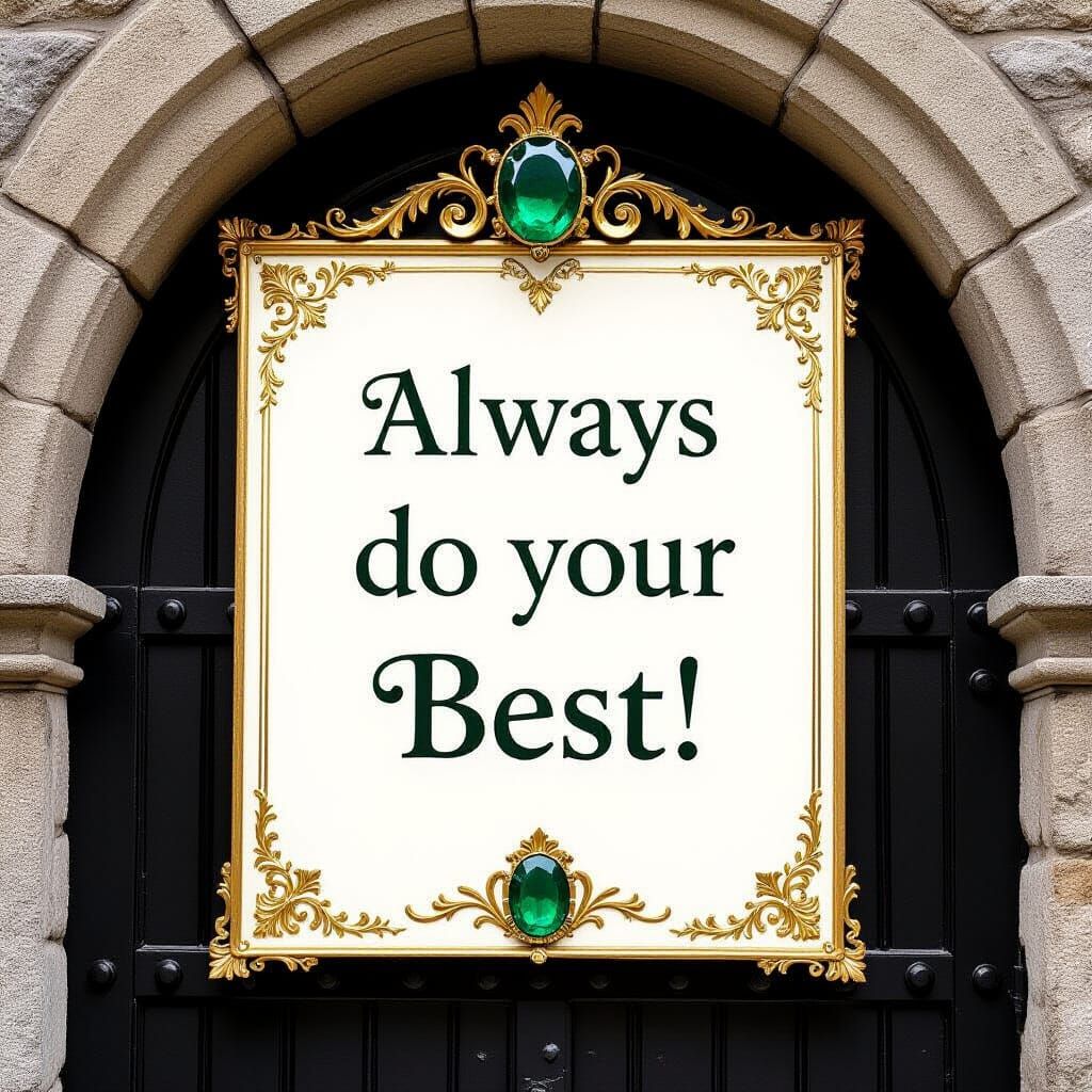 Ornate Sign Reads "Always Do Your Best"