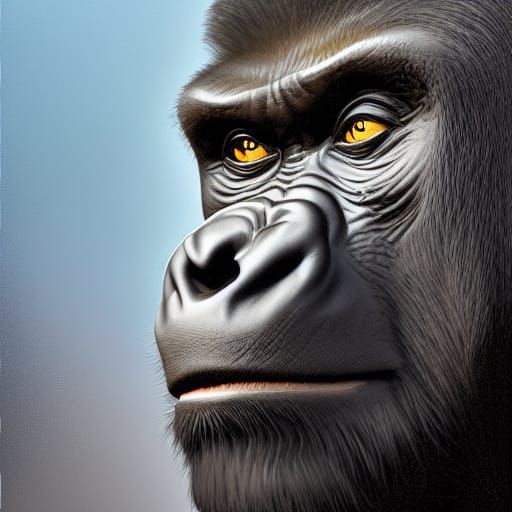 Hyperdetailed Gorilla Portrait in Art Nouveau Style