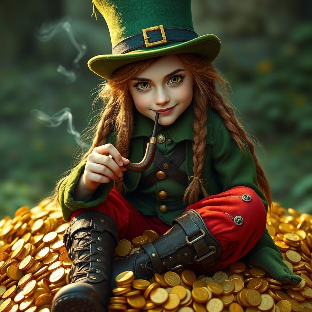 Enchanting Female Leprechaun in Whimsical Irish Attire