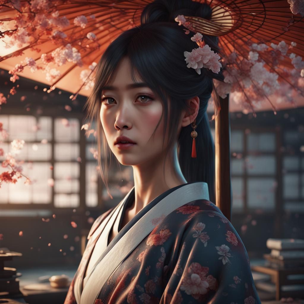 Photorealistic Japanese Girl Waking Up