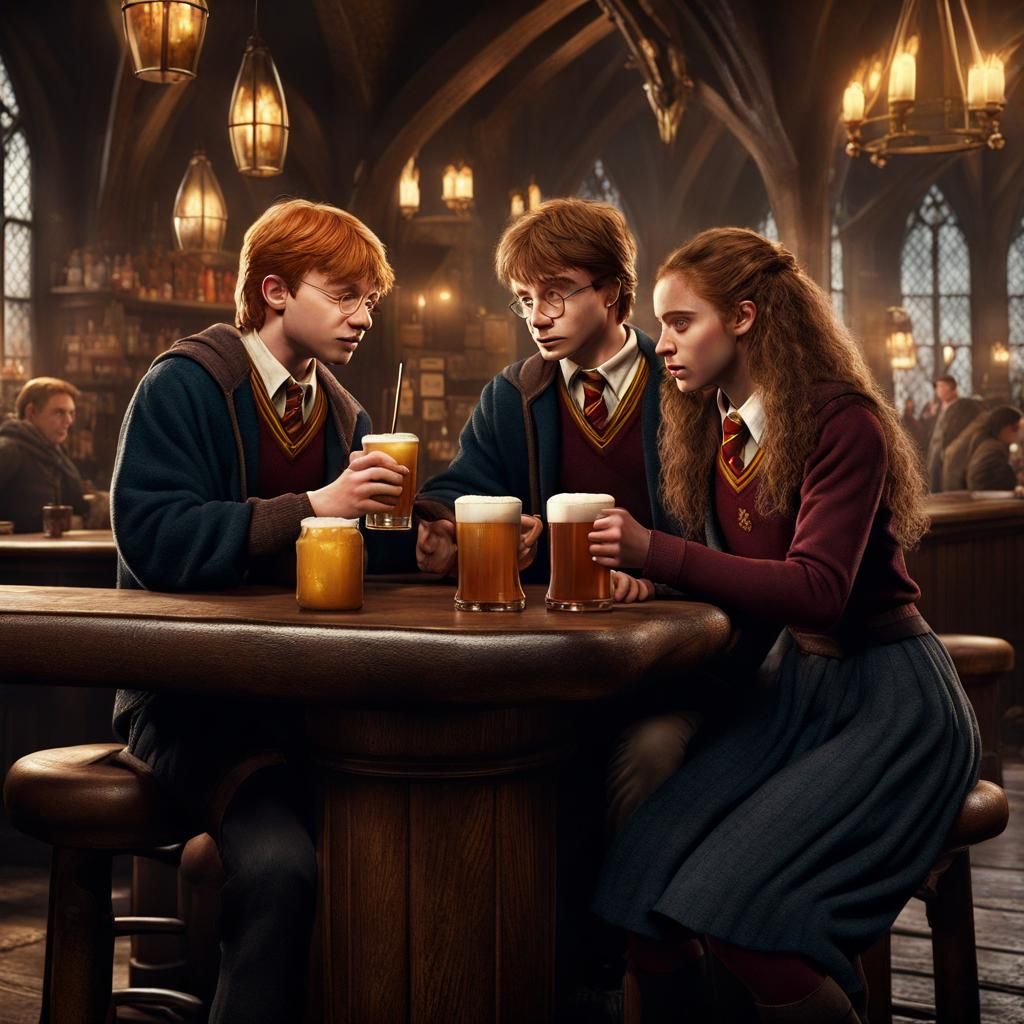 Enjoying Butterbeer