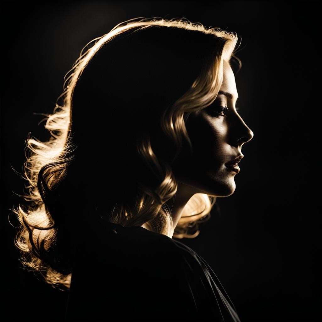 Elegant Woman in Film Noir Portrait with Chiaroscuro