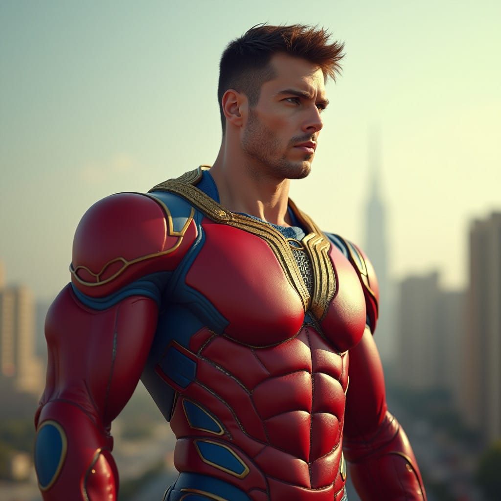 Majestic Hero in High-Tech Armor