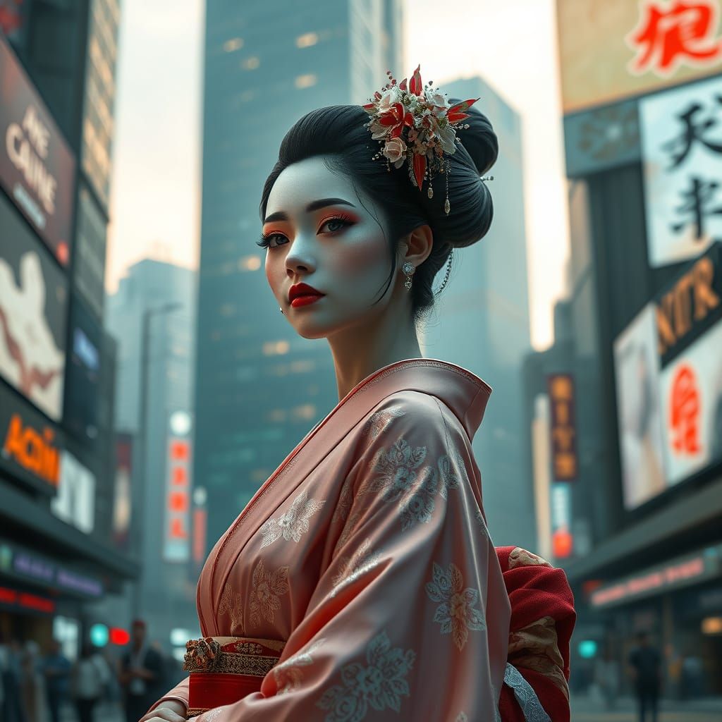 A serene metropolis geisha in metropolis.