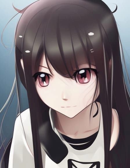 Anime Woman with Black Hair in Manga Style