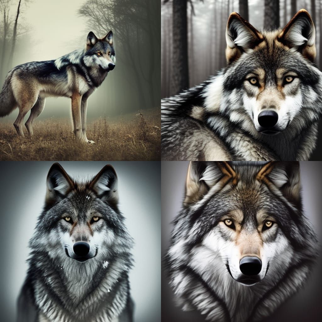 Detailed Wolf Portrait in Forest, Ambient Light