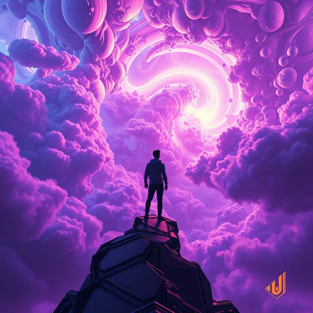 Cosmic Infinity Fractal Multiverse: Dreamlike Futuristic Lan...