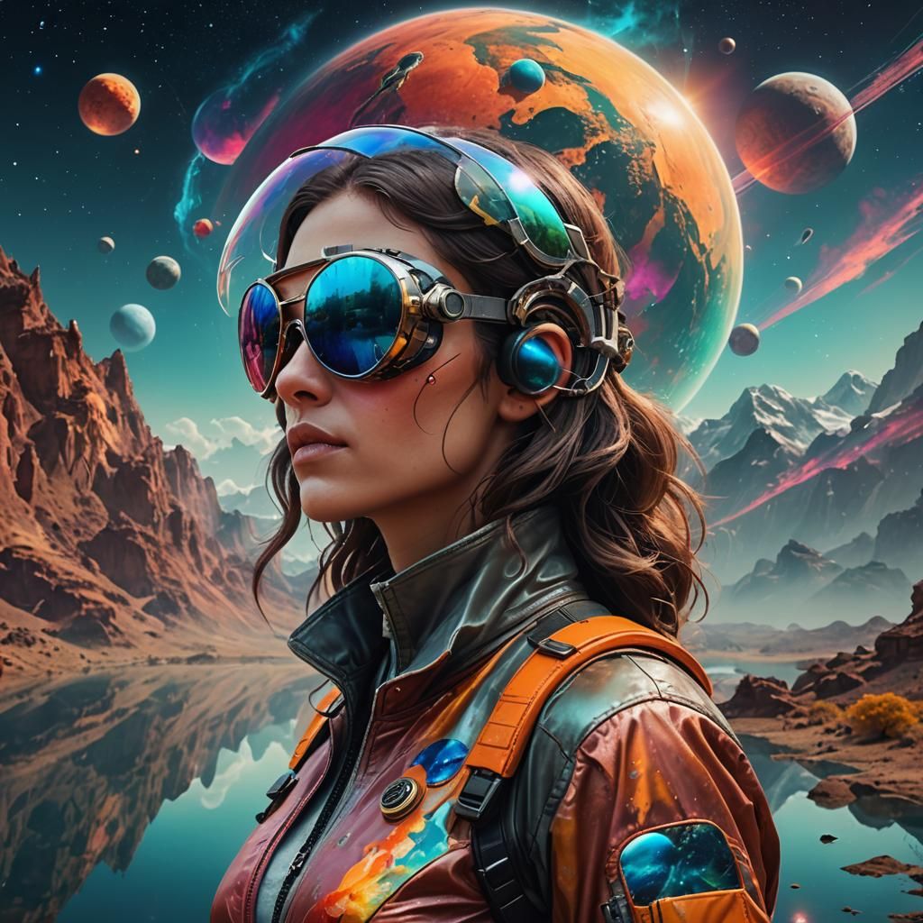 Double Exposure Portrait with Alien Planet