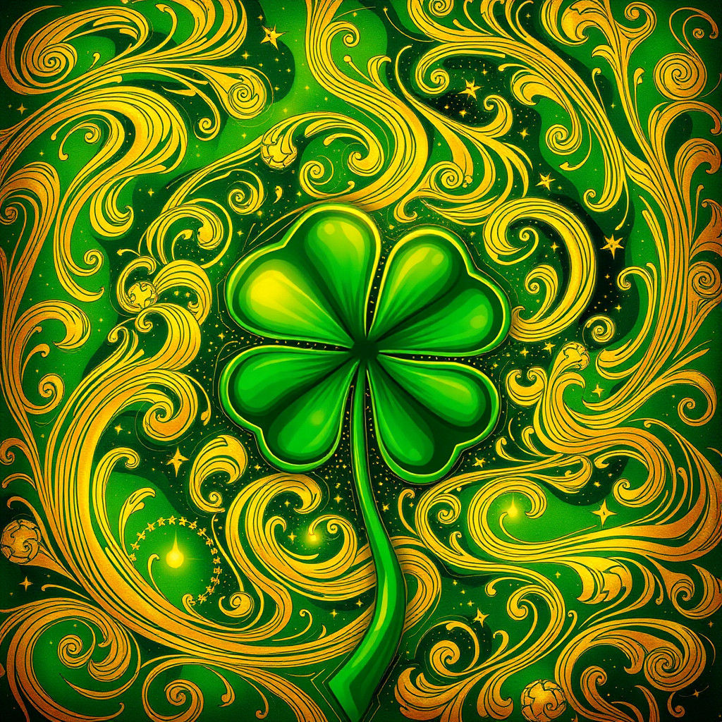 Four-Leaf Clover in Dreamy Symbolic Art Style