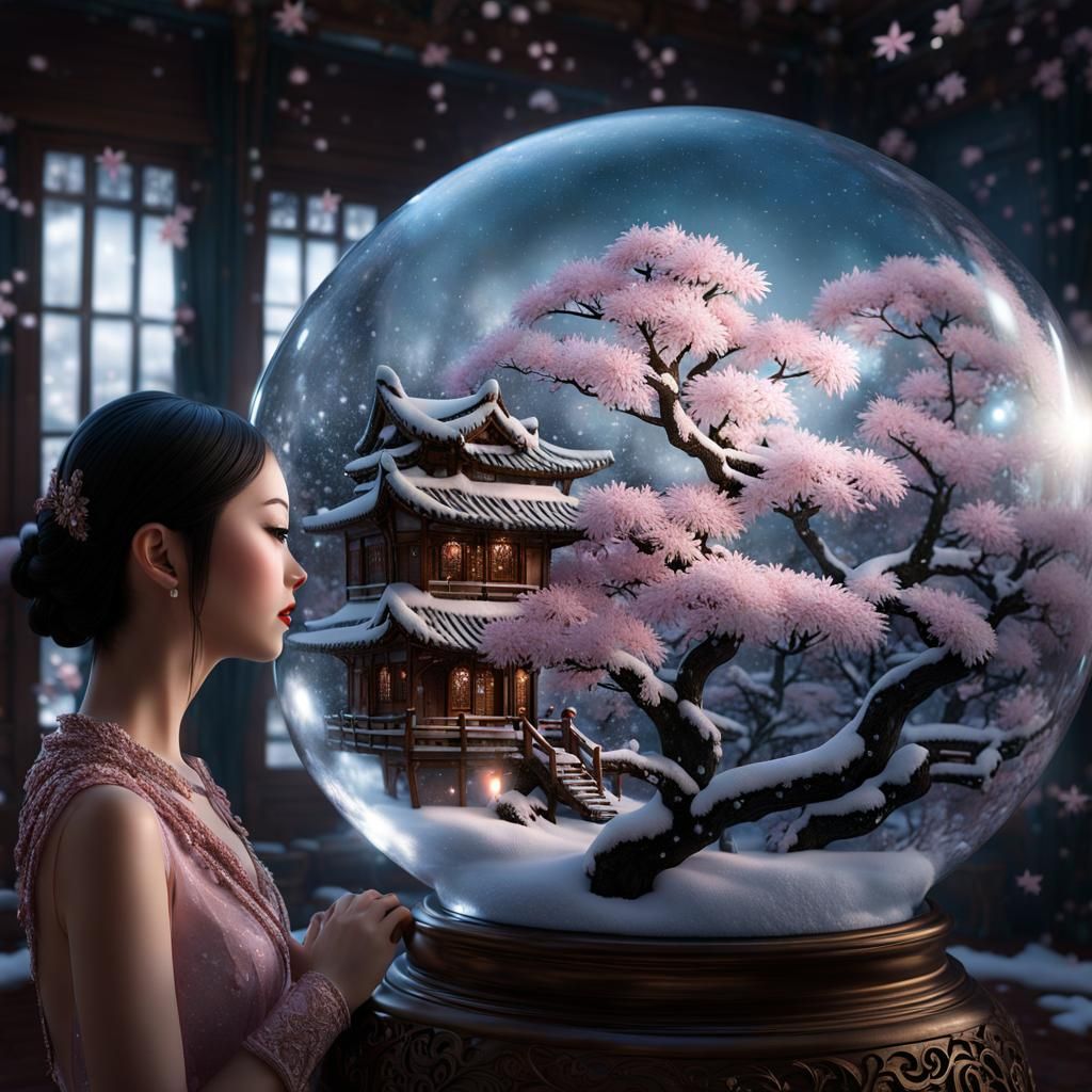 cherry blossom snow  🌸❄️  snow globe