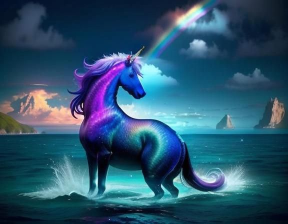Rainbow Oasis with Unicorn and Mermaids