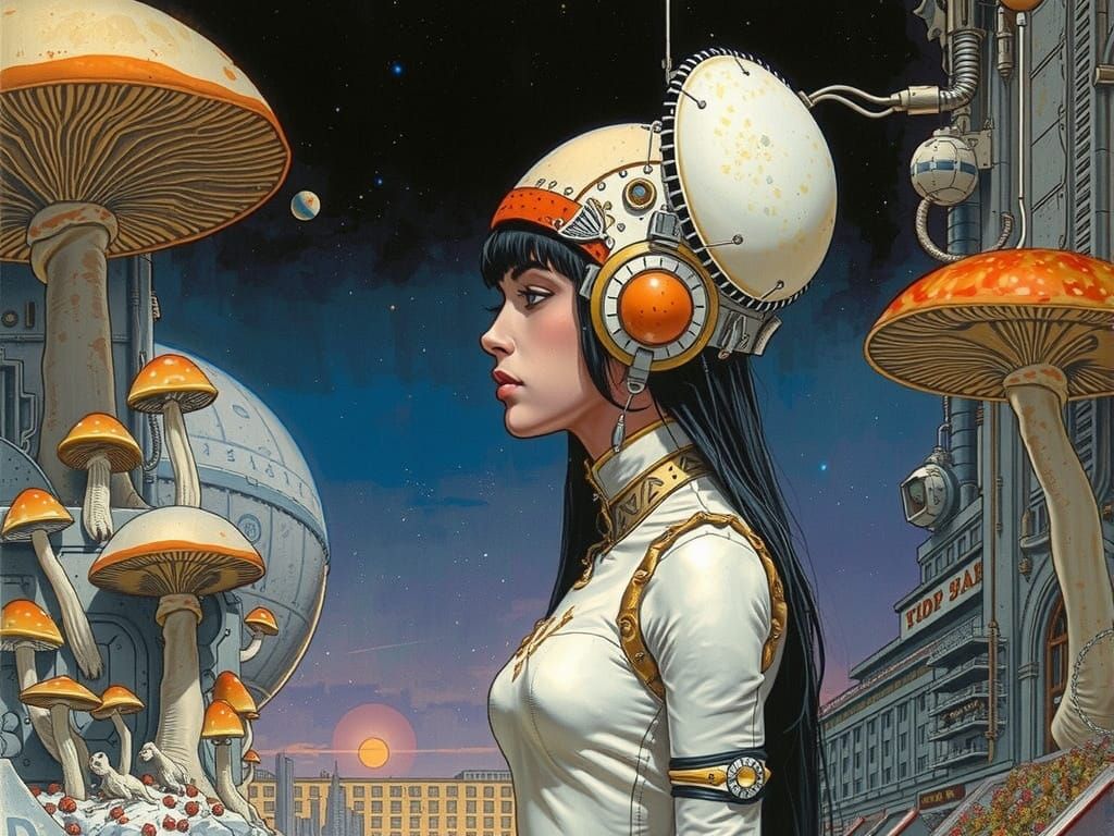 Futuristic Biopunk Spirit in Art Nouveau Style