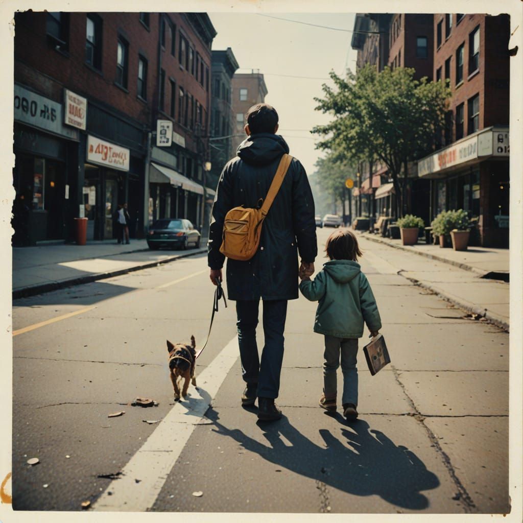 Nostalgic Polaroid Photograph of Parent Watching Child Take ...