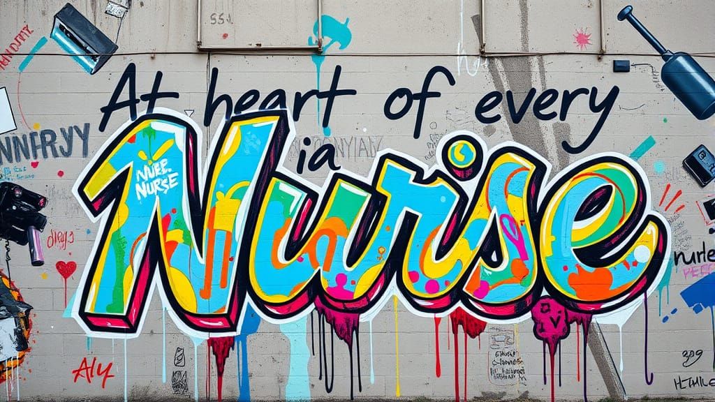 Vibrant Graffiti Art: Nurse Appreciation in Urban Style