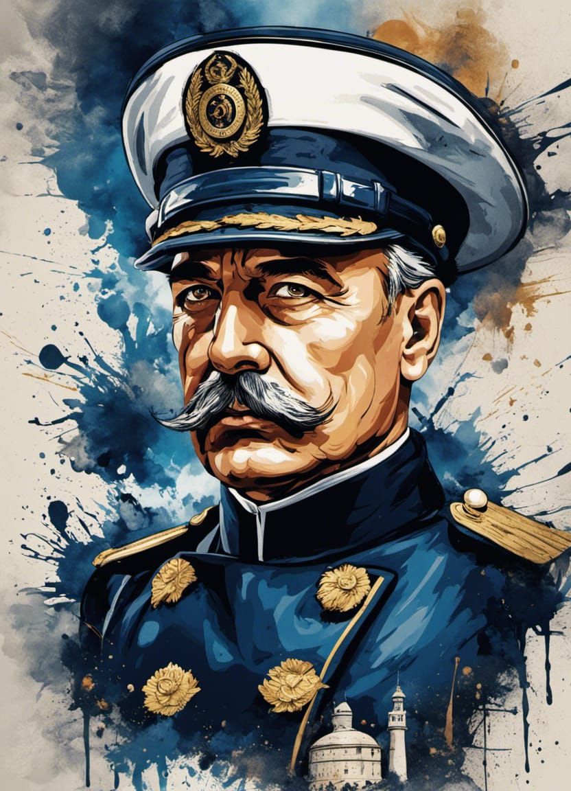 Danube Steamship Captain: Splash Art Portrait