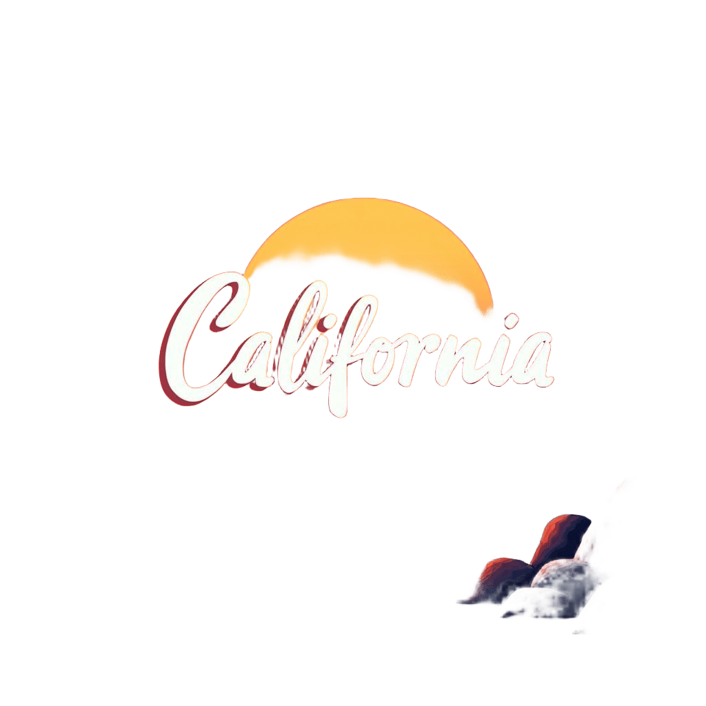 California Logo on a Vibrant Beach Scene