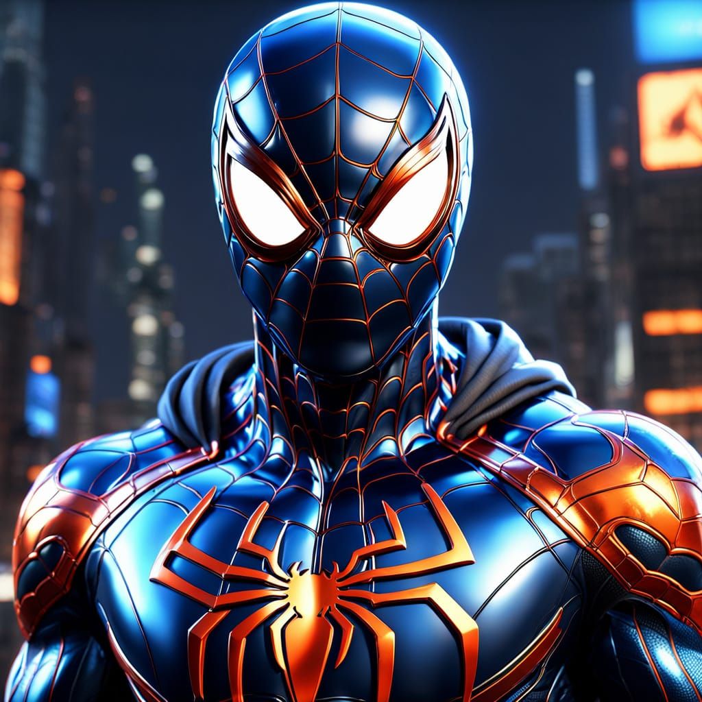 Spiderman Venom in a Shimmering Metallic Chrome Suit