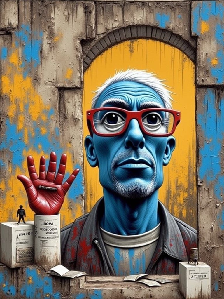 Urban Intellectual in Expressionist Alleyway