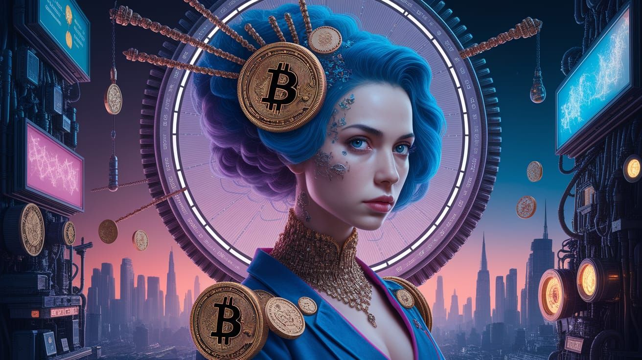 Magical Bitcoin Coins in Coinpunk Style