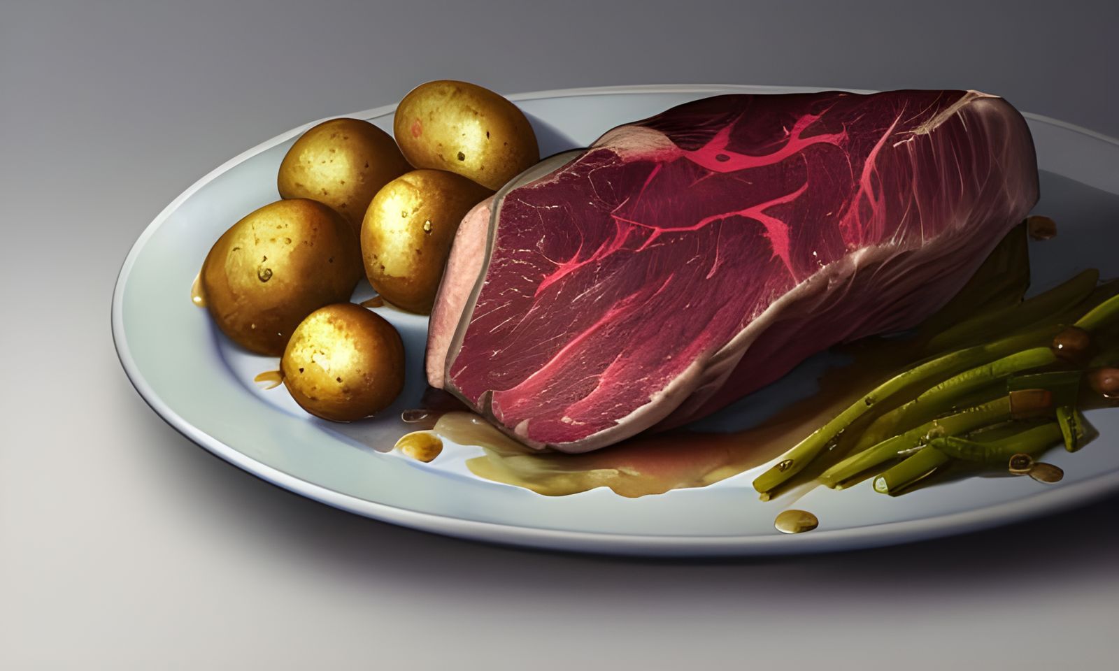 Gourmet Grill Medium Rare Steak and Potatoes