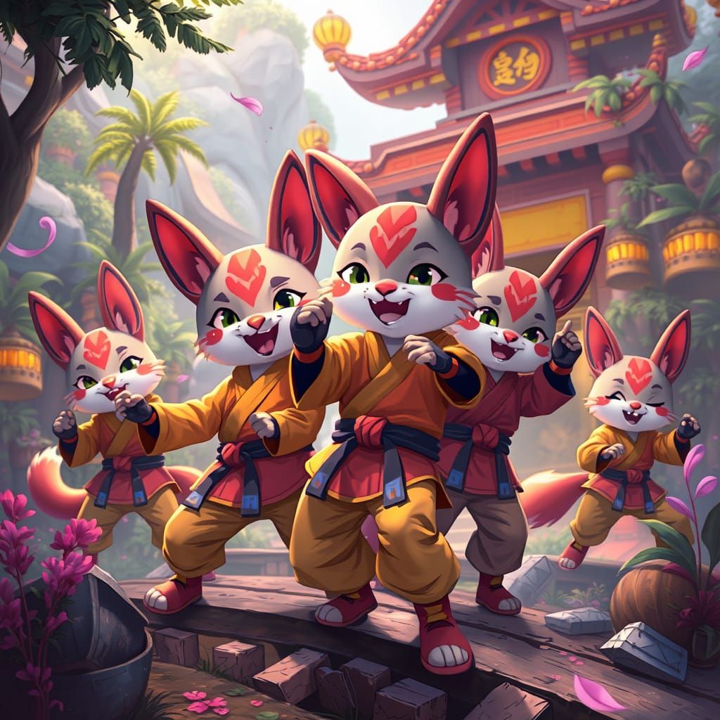 Fantastical Kitsune Survival School in Vibrant, Exaggerated ...