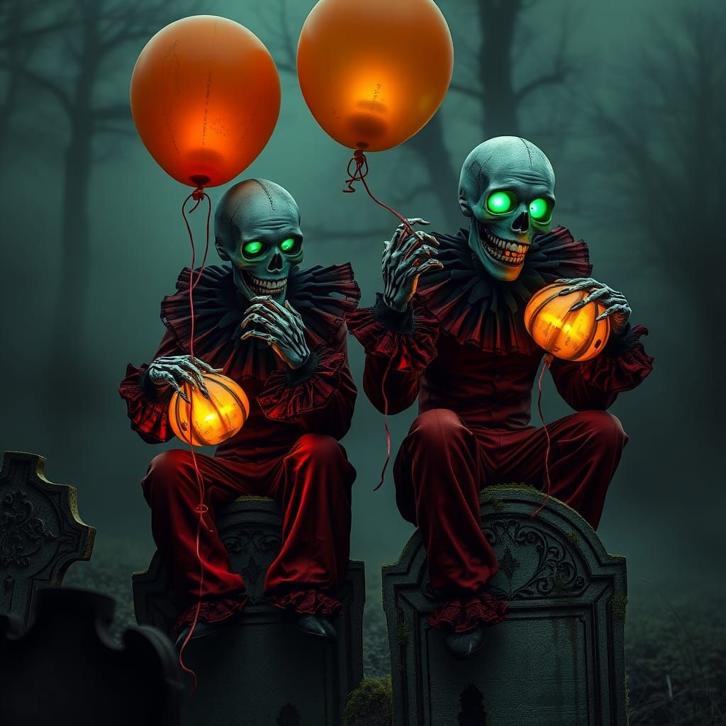 Eerie Skeletons in a Haunted Graveyard Scene